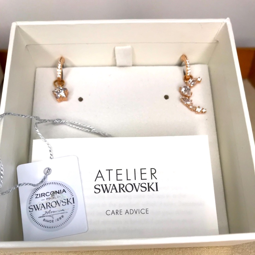 Swarovski Atelier Earrings Moon & Star Dangling